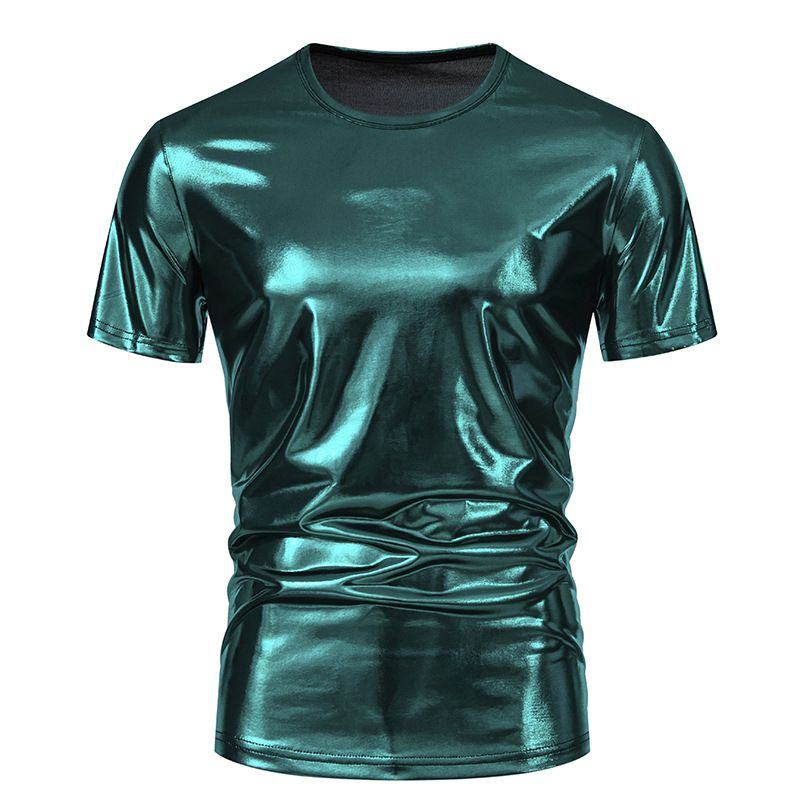Mens 70s metallic shirts short sleeve gold t-shirt disco party club tee tops  Clothes   Men's Clothing T-Shirts