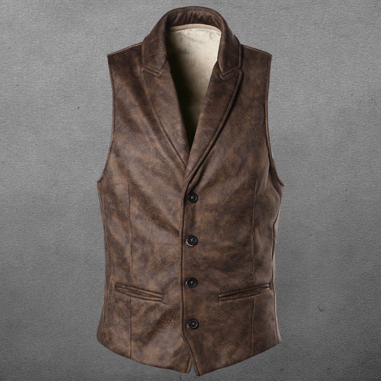 Men's Vest Waistcoat Style Winter Jacket Single Breasted Best Quality Leather Motorcycle Biker Vest Waistcoat