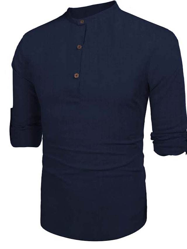 100% Linen Summer Shirt Long Sleeve Black White Shirt Mens Sexy Shirts  Clothes  Men's Clothing >Tops  Shirts