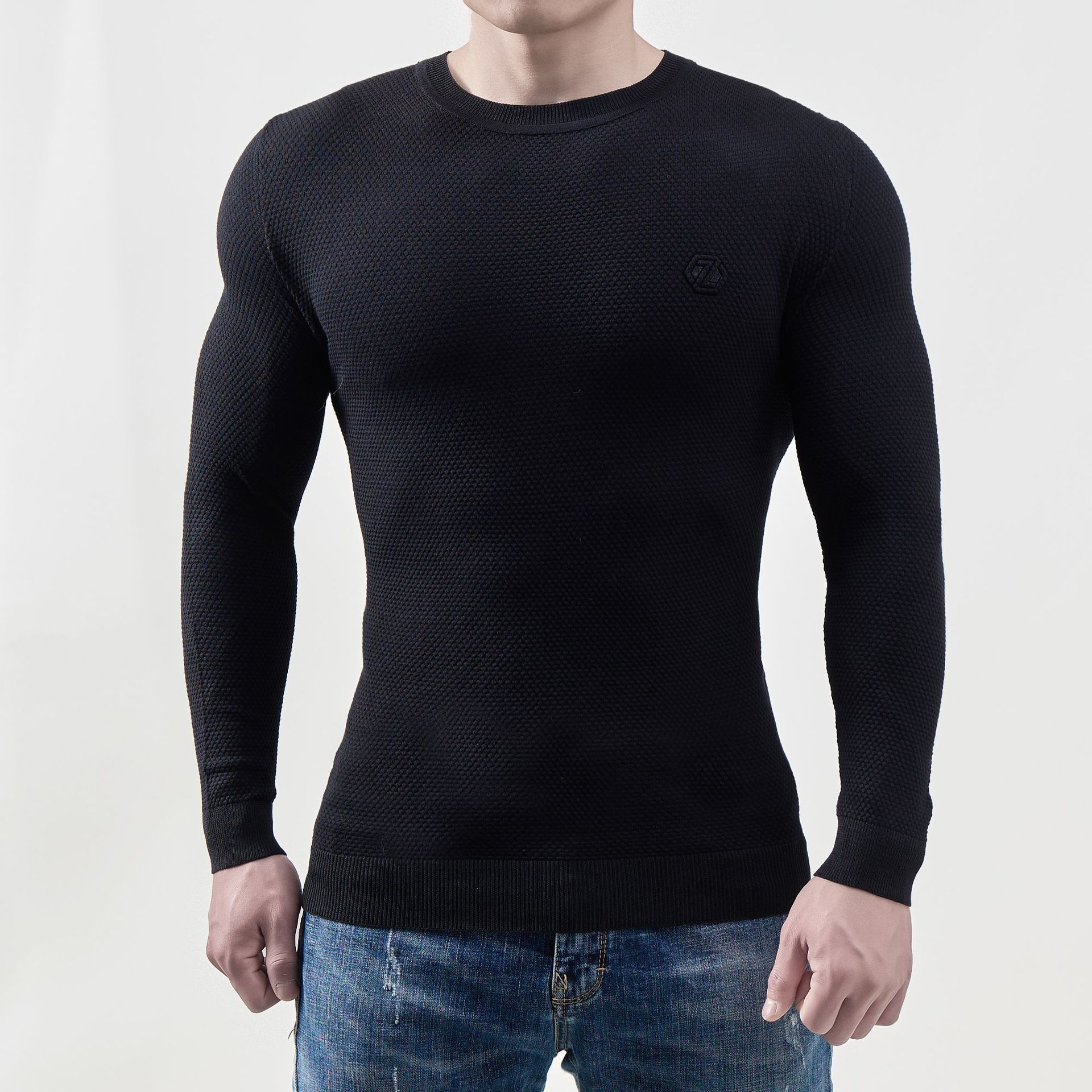Best Men's Beige Sweater Fit Ribbed Neck Cuffs Soft Stretch Cotton Blend Casualwear High Quality Low Price OEM Wholesale T-Shirts