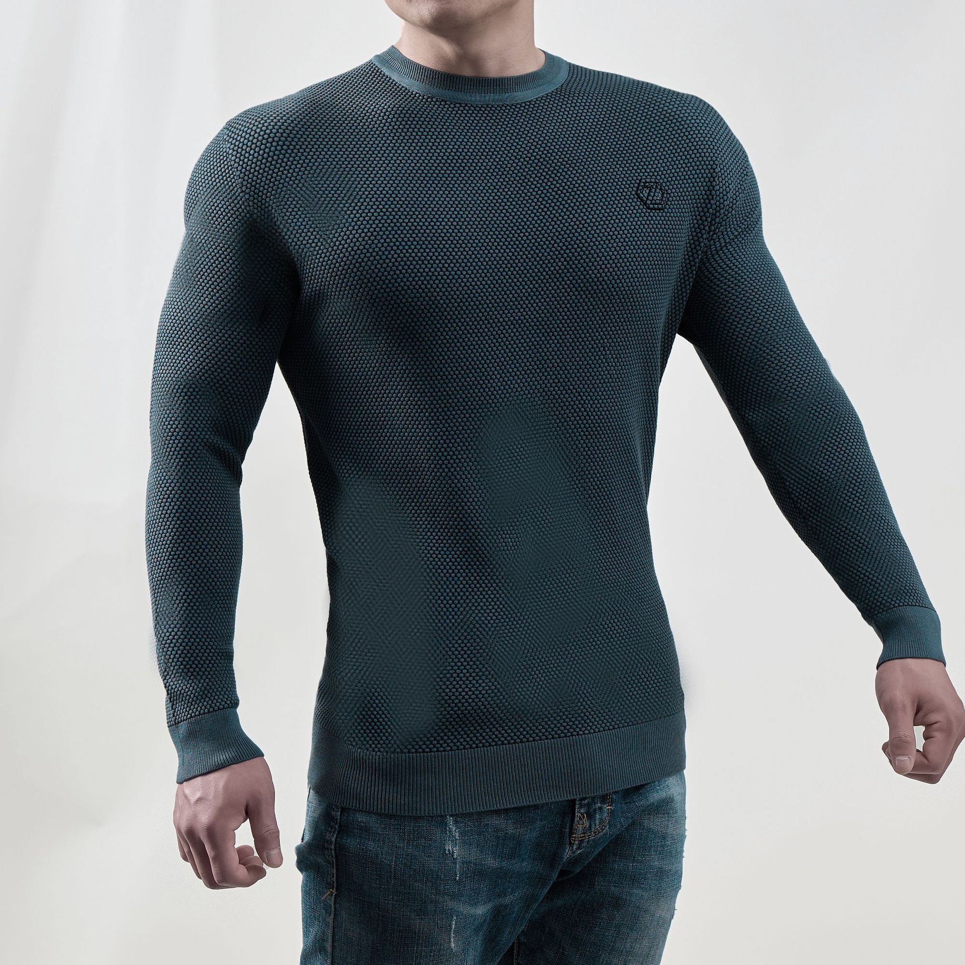 Best Men's Beige Sweater Fit Ribbed Neck Cuffs Soft Stretch Cotton Blend Casualwear High Quality Low Price OEM Wholesale T-Shirts