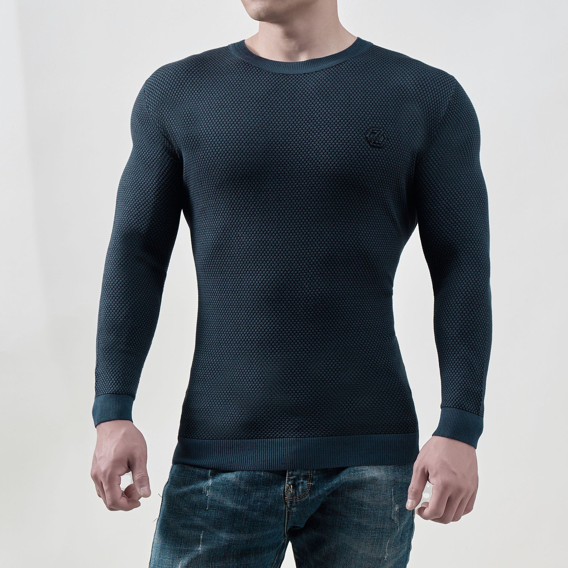 Best Men's Beige Sweater Fit Ribbed Neck Cuffs Soft Stretch Cotton Blend Casualwear High Quality Low Price OEM Wholesale T-Shirts