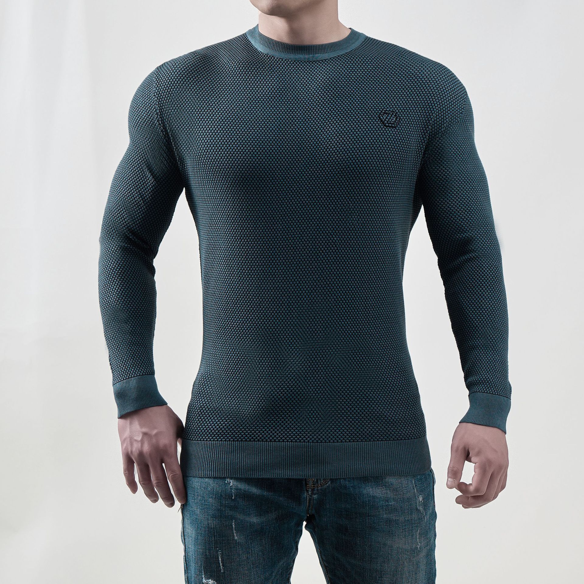 Best Men's Beige Sweater Fit Ribbed Neck Cuffs Soft Stretch Cotton Blend Casualwear High Quality Low Price OEM Wholesale T-Shirts
