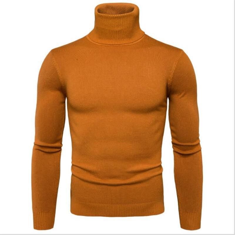 New Winter Turtleneck Thick Mens Sweaters Casual Turtle Neck Solid Color Quality Warm Slim Turtleneck Sweaters Pullover Men