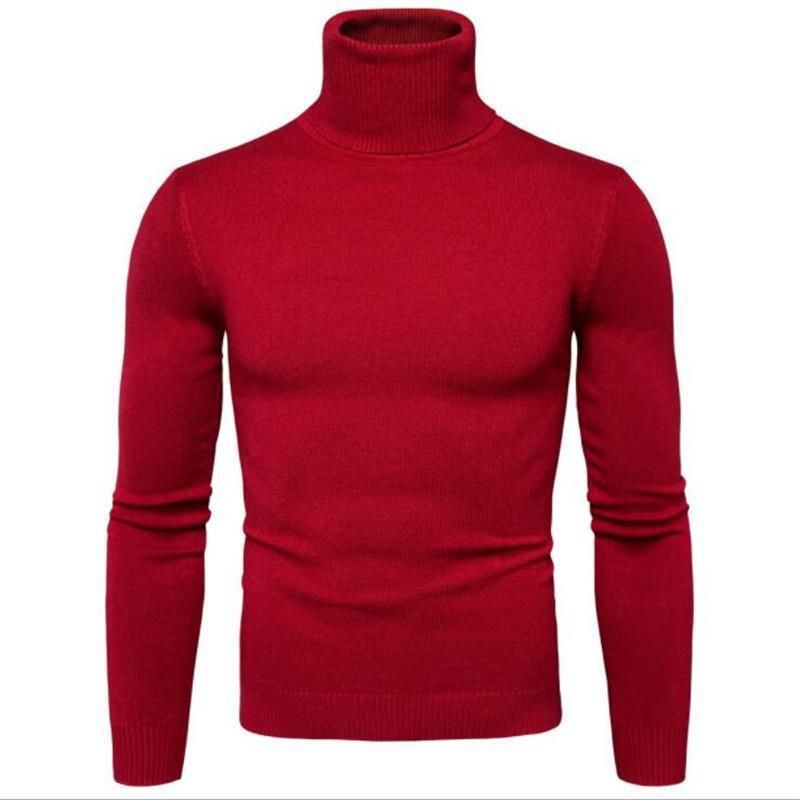 New Winter Turtleneck Thick Mens Sweaters Casual Turtle Neck Solid Color Quality Warm Slim Turtleneck Sweaters Pullover Men