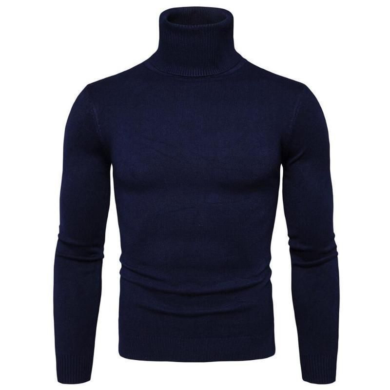 New Winter Turtleneck Thick Mens Sweaters Casual Turtle Neck Solid Color Quality Warm Slim Turtleneck Sweaters Pullover Men