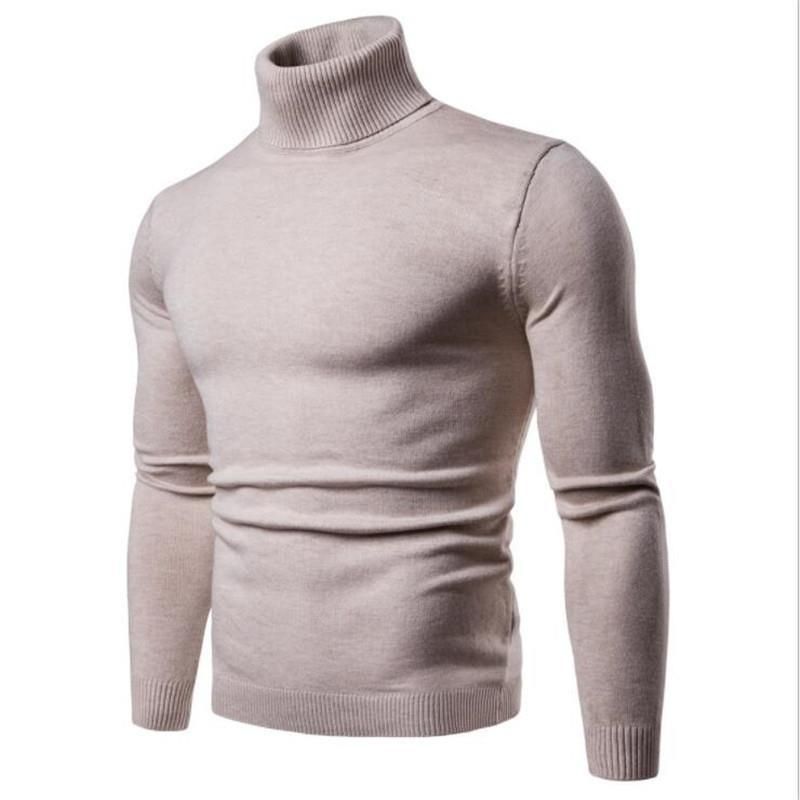 New Winter Turtleneck Thick Mens Sweaters Casual Turtle Neck Solid Color Quality Warm Slim Turtleneck Sweaters Pullover Men
