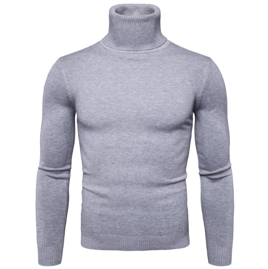 New Winter Turtleneck Thick Mens Sweaters Casual Turtle Neck Solid Color Quality Warm Slim Turtleneck Sweaters Pullover Men