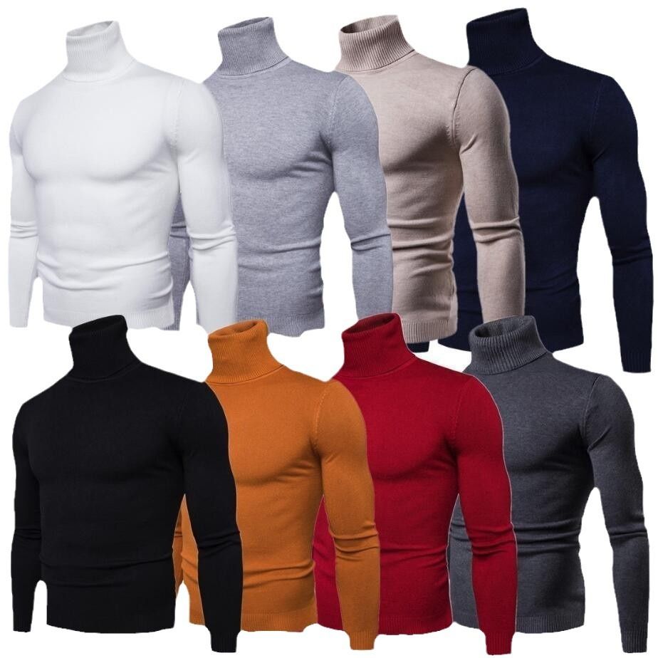 New Winter Turtleneck Thick Mens Sweaters Casual Turtle Neck Solid Color Quality Warm Slim Turtleneck Sweaters Pullover Men