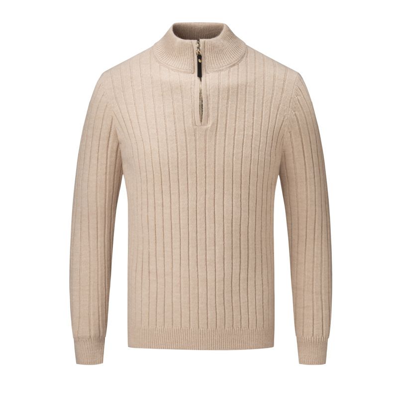 Custom Oem Classic Men's Cable Knit Sweater Winter Half Zip Up Jumper Heavy Sweater T-Shirts