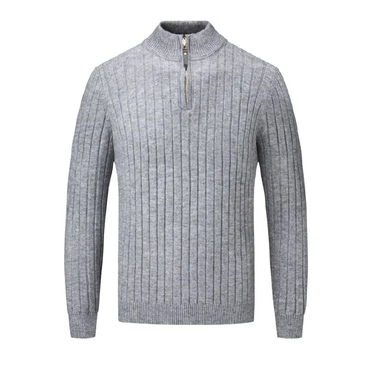 Custom Oem Classic Men's Cable Knit Sweater Winter Half Zip Up Jumper Heavy Sweater T-Shirts