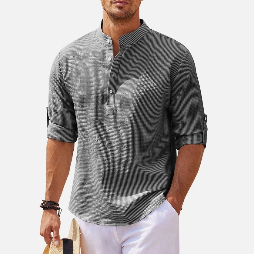Men's shirt long sleeve stand collar open button pineapple plaid shirt men's casual shirt blouse wholesale Shirts