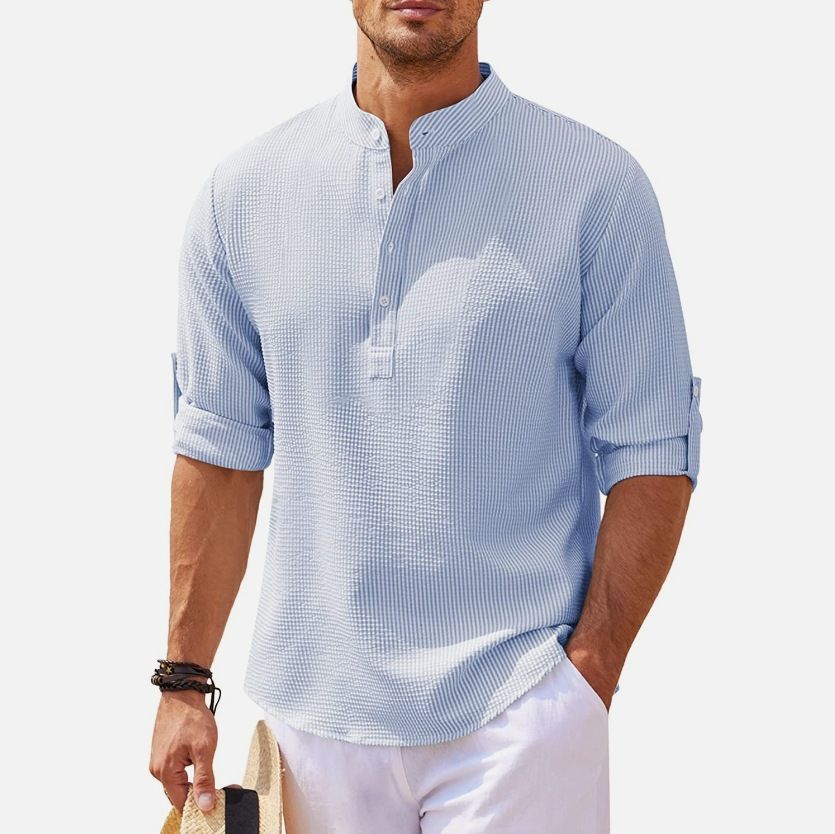 Men's shirt long sleeve stand collar open button pineapple plaid shirt men's casual shirt blouse wholesale Shirts