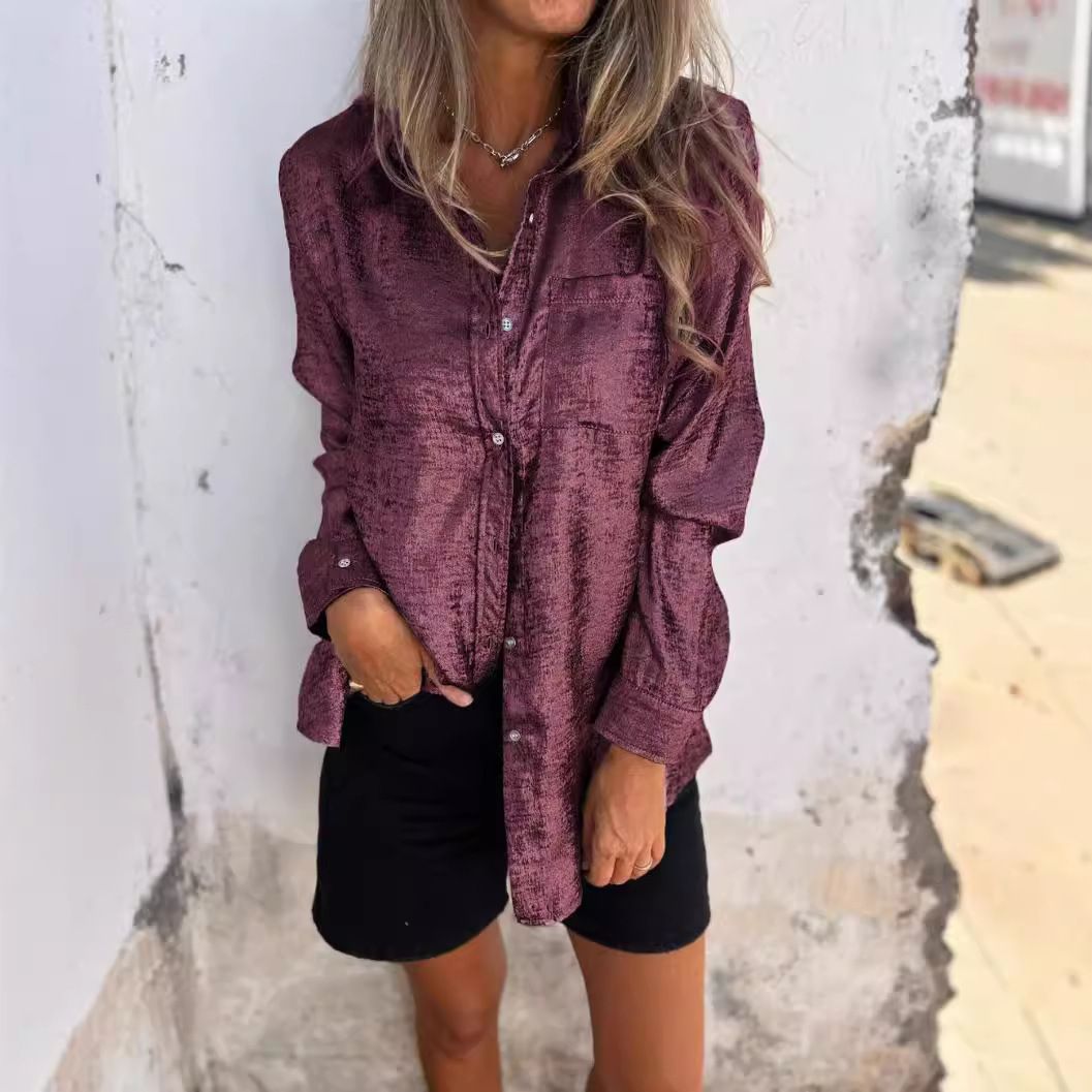 New Fashion Women Casual Streetwear Long Sleeve Ladies Top Bling Sequins Woman Blouse Glitter Shirt leisure lapel shirt T-Shirts