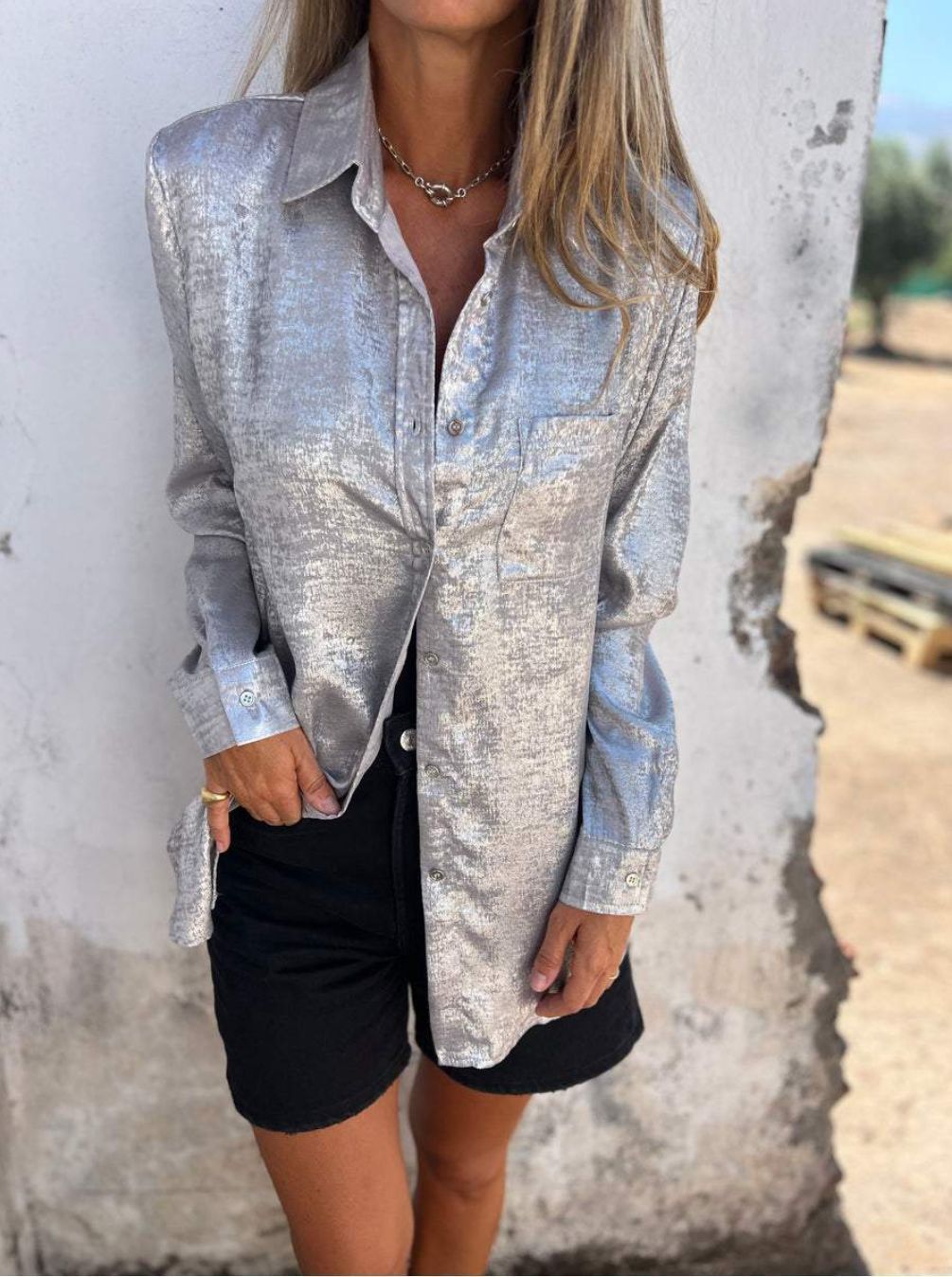 New Fashion Women Casual Streetwear Long Sleeve Ladies Top Bling Sequins Woman Blouse Glitter Shirt leisure lapel shirt T-Shirts