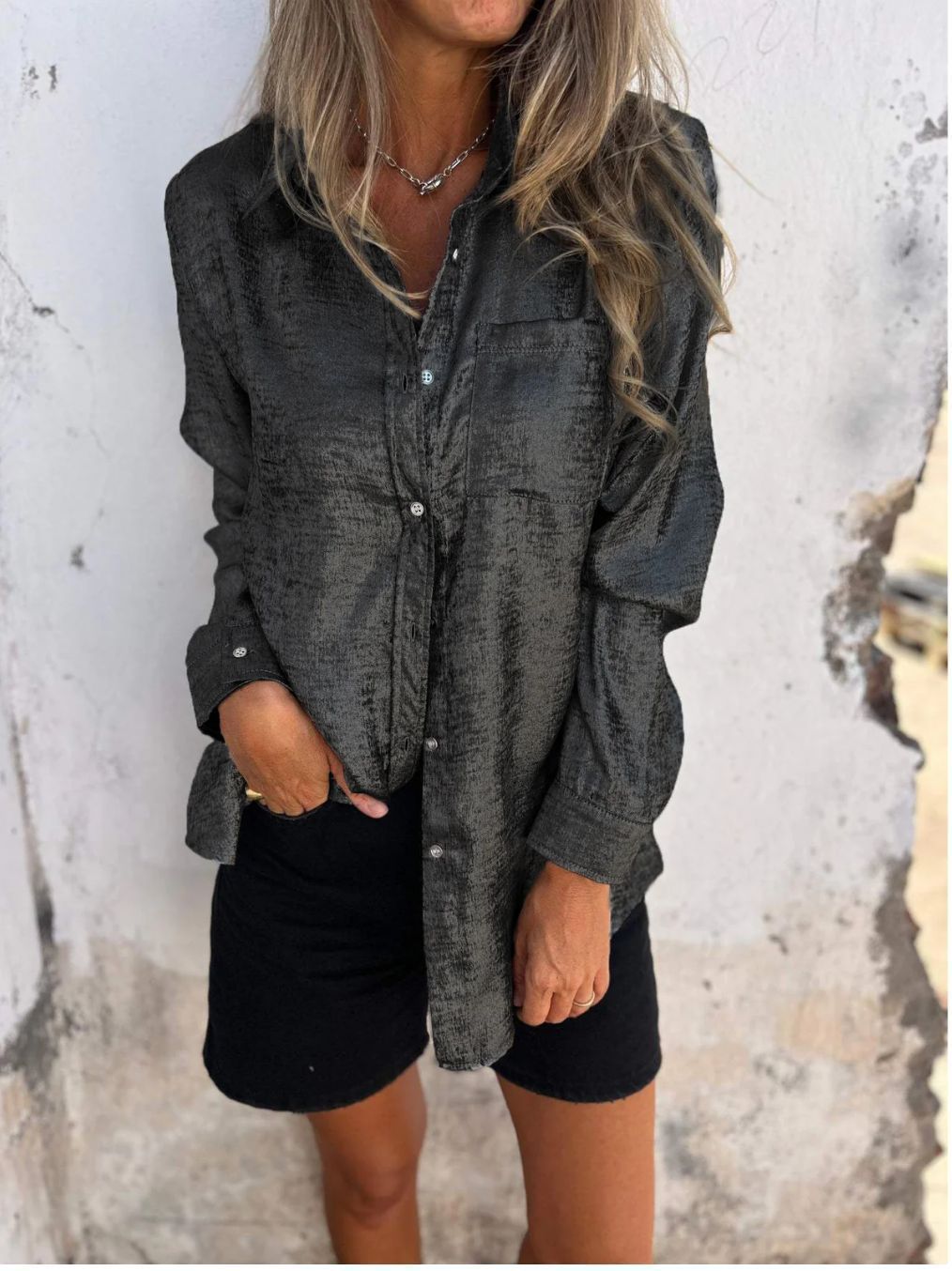 New Fashion Women Casual Streetwear Long Sleeve Ladies Top Bling Sequins Woman Blouse Glitter Shirt leisure lapel shirt T-Shirts