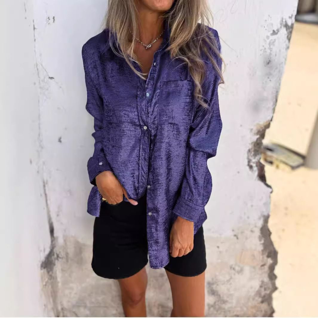 New Fashion Women Casual Streetwear Long Sleeve Ladies Top Bling Sequins Woman Blouse Glitter Shirt leisure lapel shirt T-Shirts