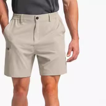 100% Polyester 6 pocket cargo shorts men half pants 5 inch elastic waist stretch hiking golf apparel shorts for men  Shorts