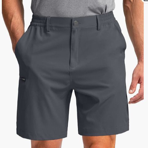 100% Polyester 6 pocket cargo shorts men half pants 5 inch elastic waist stretch hiking golf apparel shorts for men  Shorts