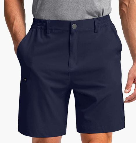 100% Polyester 6 pocket cargo shorts men half pants 5 inch elastic waist stretch hiking golf apparel shorts for men  Shorts