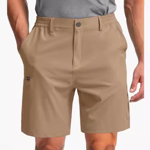 100% Polyester 6 pocket cargo shorts men half pants 5 inch elastic waist stretch hiking golf apparel shorts for men  Shorts
