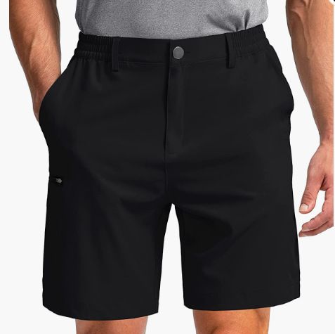 100% Polyester 6 pocket cargo shorts men half pants 5 inch elastic waist stretch hiking golf apparel shorts for men  Shorts