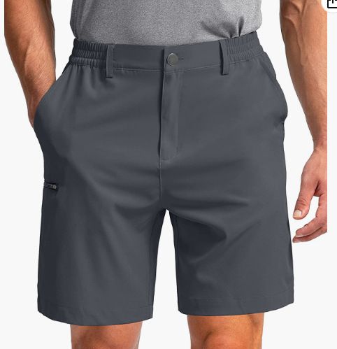 100% Polyester 6 pocket cargo shorts men half pants 5 inch elastic waist stretch hiking golf apparel shorts for men  Shorts