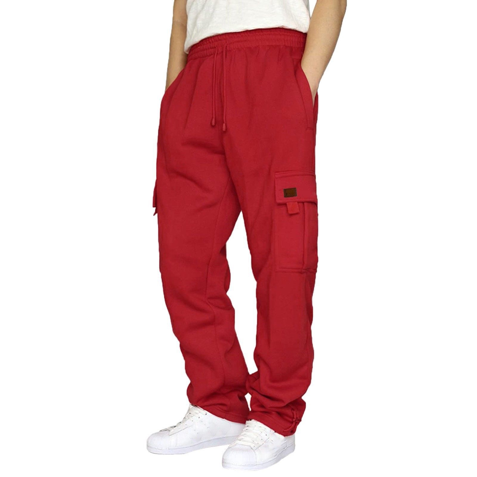 Manufacturer Men's Trousers Fleece Cargo Pants Multi-Pocket Custom Blank  Mens Sweatpants Loose Baggy Cargo Sweat Pants Men  Casual