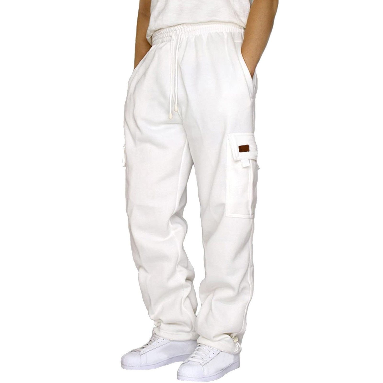 Manufacturer Men's Trousers Fleece Cargo Pants Multi-Pocket Custom Blank  Mens Sweatpants Loose Baggy Cargo Sweat Pants Men  Casual