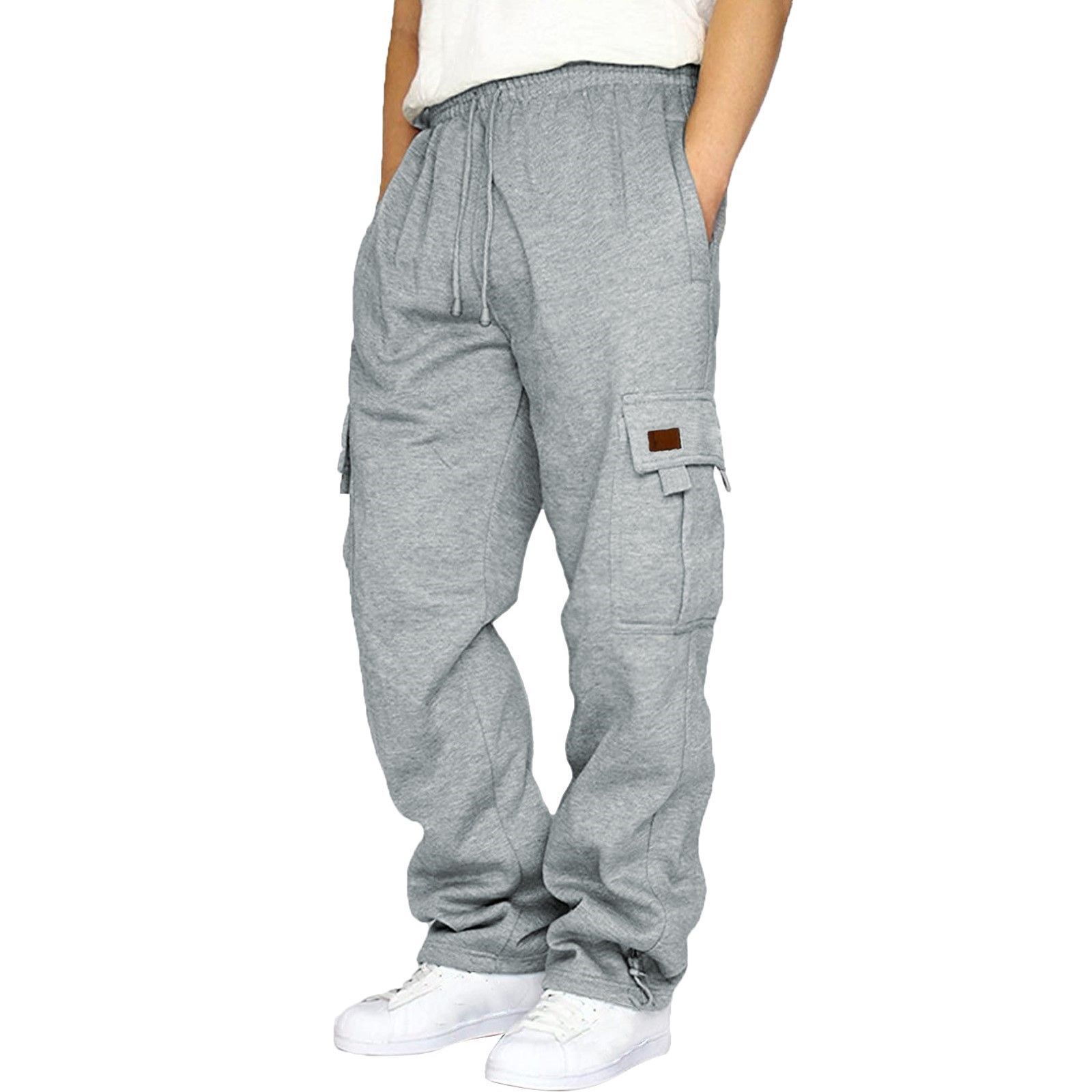 Manufacturer Men's Trousers Fleece Cargo Pants Multi-Pocket Custom Blank  Mens Sweatpants Loose Baggy Cargo Sweat Pants Men  Casual
