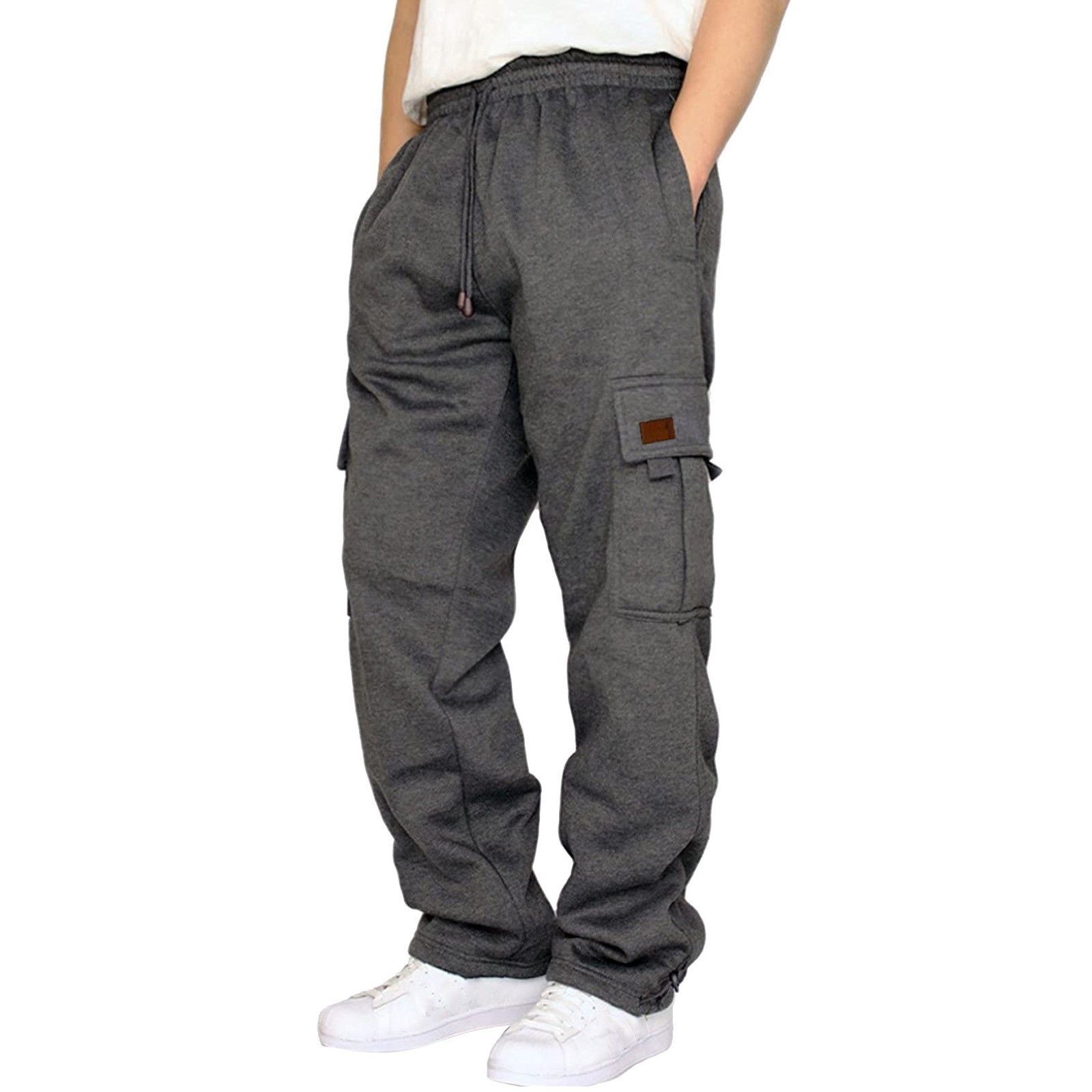 Manufacturer Men's Trousers Fleece Cargo Pants Multi-Pocket Custom Blank  Mens Sweatpants Loose Baggy Cargo Sweat Pants Men  Casual