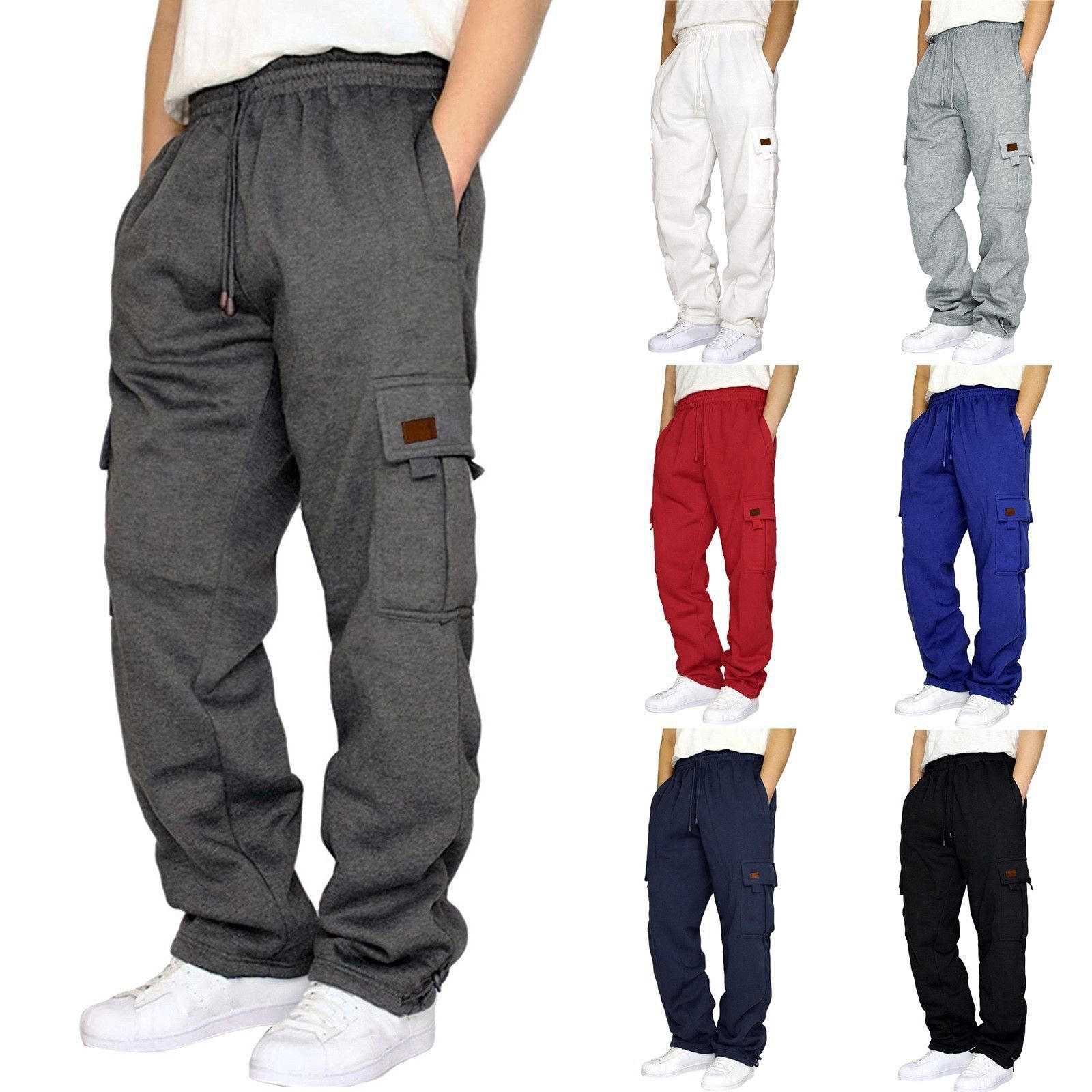 Manufacturer Men's Trousers Fleece Cargo Pants Multi-Pocket Custom Blank  Mens Sweatpants Loose Baggy Cargo Sweat Pants Men  Casual