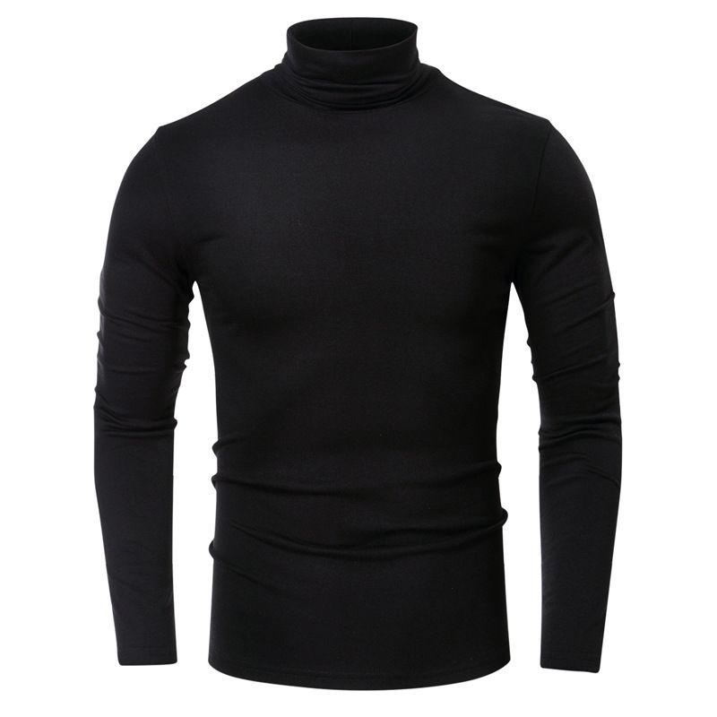 High Quality Muscle Turtle Neck Blank 100% Cotton Long Sleeve Custom Logo T-shirt For Men T-Shirts