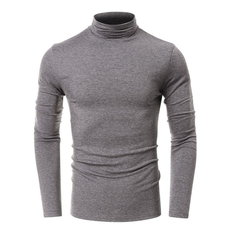 High Quality Muscle Turtle Neck Blank 100% Cotton Long Sleeve Custom Logo T-shirt For Men T-Shirts