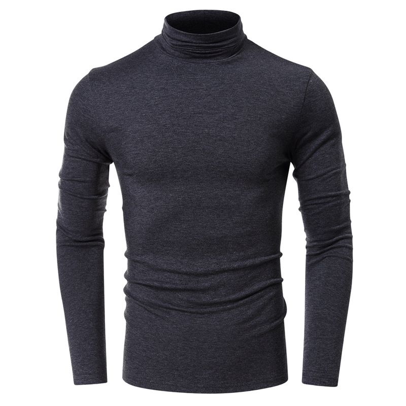 High Quality Muscle Turtle Neck Blank 100% Cotton Long Sleeve Custom Logo T-shirt For Men T-Shirts
