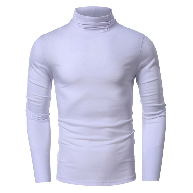 High Quality Muscle Turtle Neck Blank 100% Cotton Long Sleeve Custom Logo T-shirt For Men T-Shirts