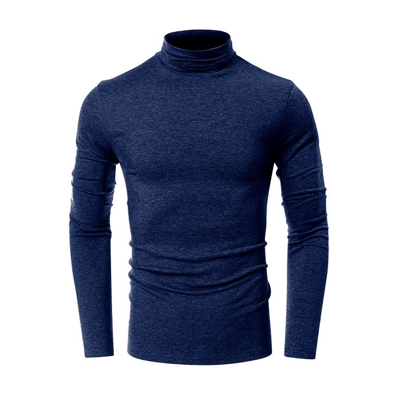 High Quality Muscle Turtle Neck Blank 100% Cotton Long Sleeve Custom Logo T-shirt For Men T-Shirts