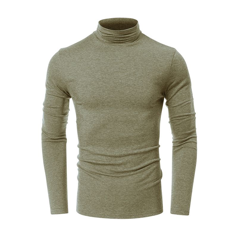 High Quality Muscle Turtle Neck Blank 100% Cotton Long Sleeve Custom Logo T-shirt For Men T-Shirts