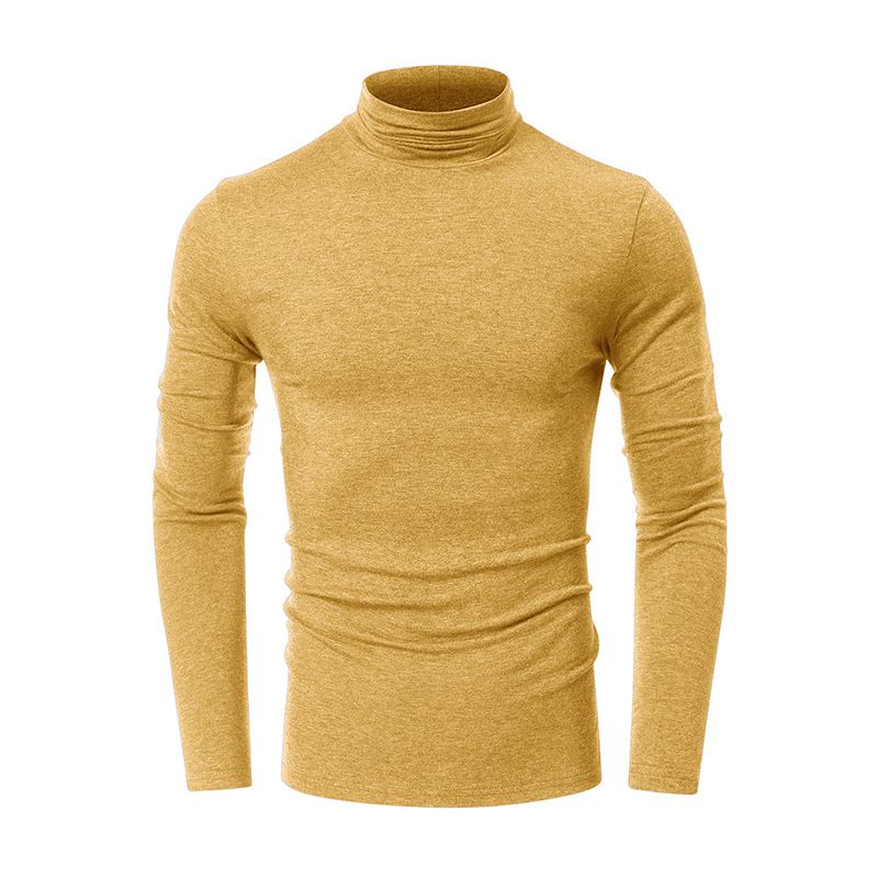 High Quality Muscle Turtle Neck Blank 100% Cotton Long Sleeve Custom Logo T-shirt For Men T-Shirts