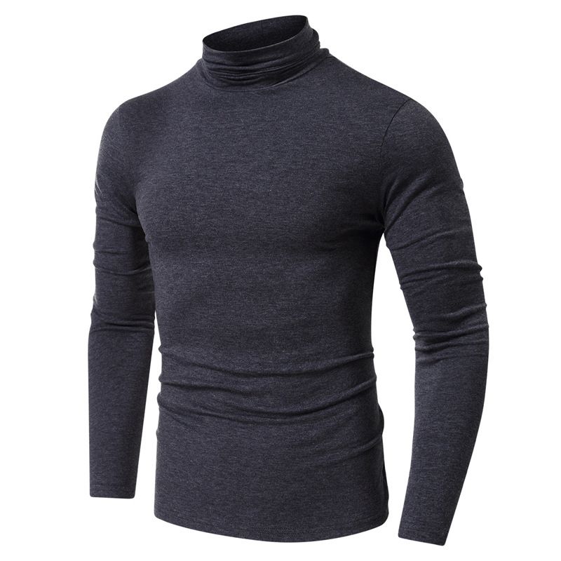 High Quality Muscle Turtle Neck Blank 100% Cotton Long Sleeve Custom Logo T-shirt For Men T-Shirts