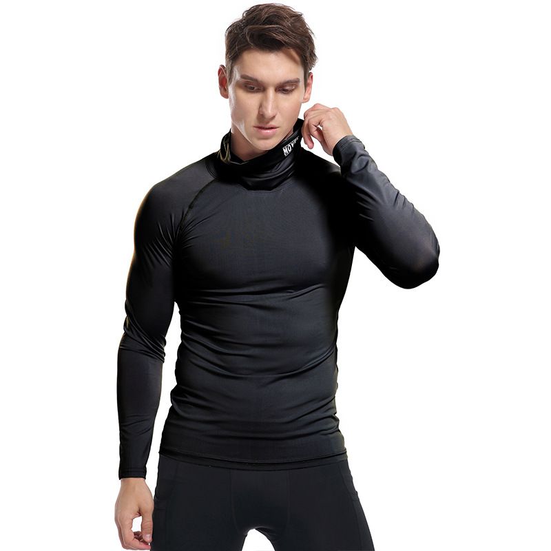 Custom design high neck t shirt polyester breathable workout shirts men long sleeve compression shirts T-Shirts