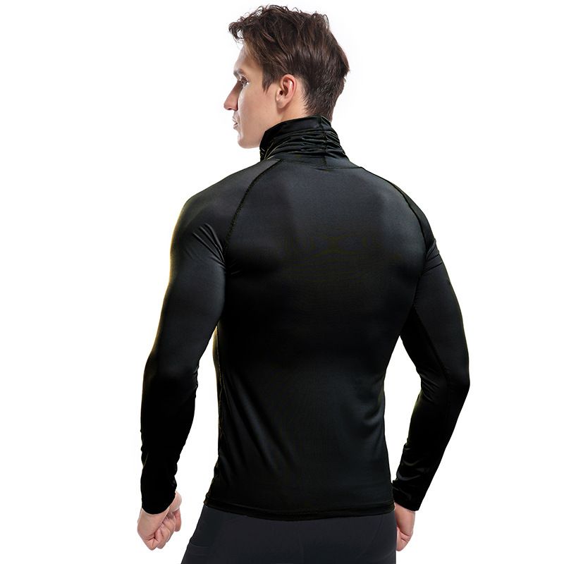 Custom design high neck t shirt polyester breathable workout shirts men long sleeve compression shirts T-Shirts