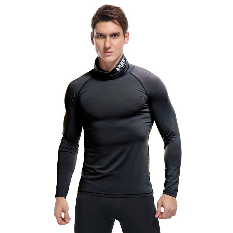 Custom design high neck t shirt polyester breathable workout shirts men long sleeve compression shirts T-Shirts