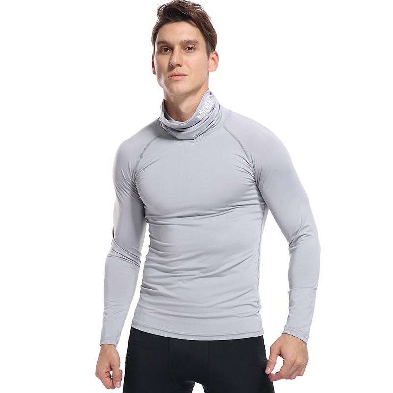 Custom design high neck t shirt polyester breathable workout shirts men long sleeve compression shirts T-Shirts