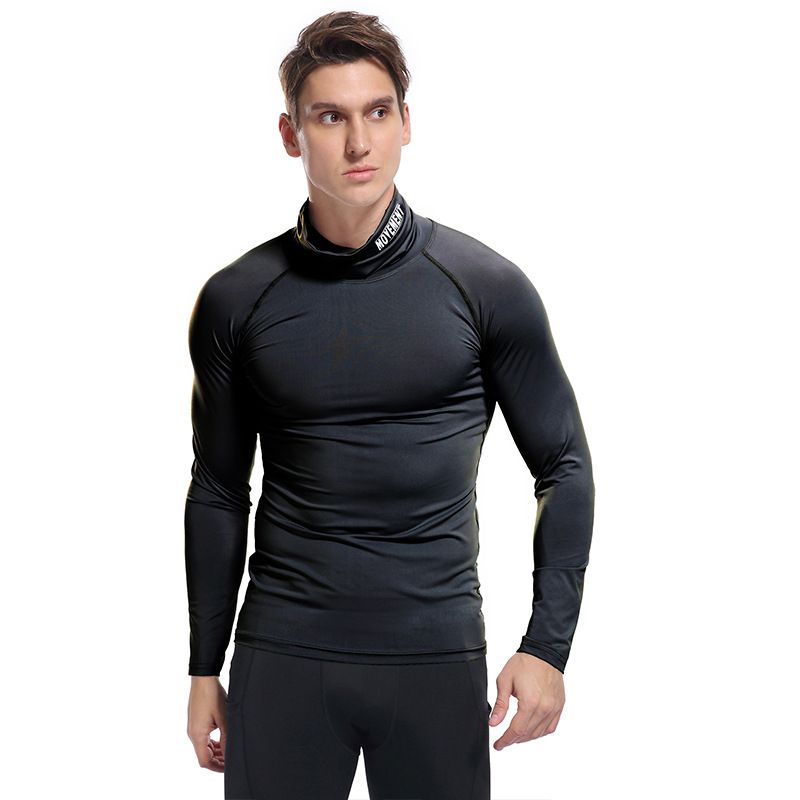 Custom design high neck t shirt polyester breathable workout shirts men long sleeve compression shirts T-Shirts