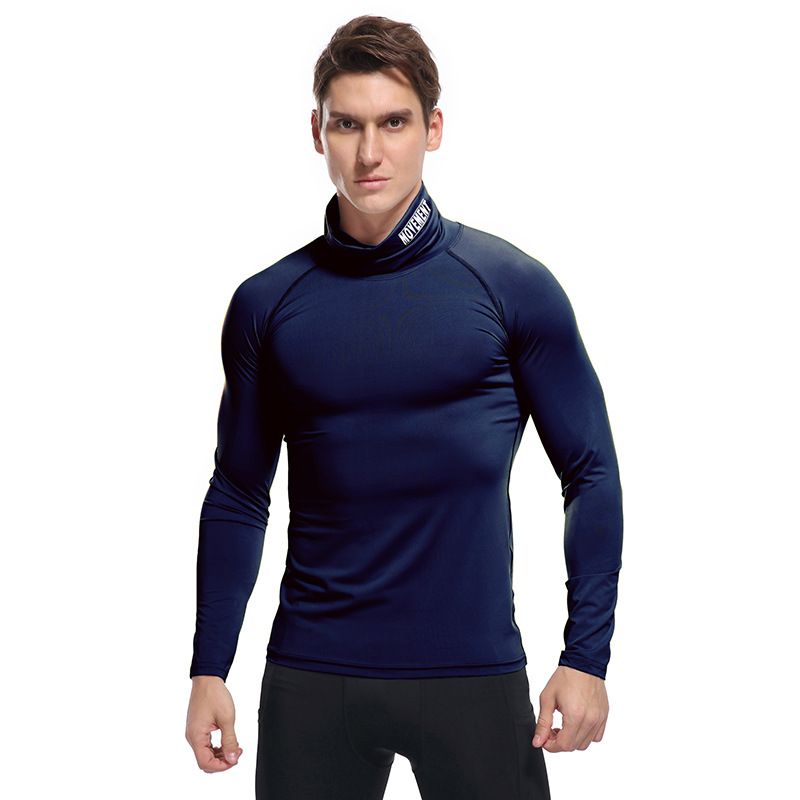 Custom design high neck t shirt polyester breathable workout shirts men long sleeve compression shirts T-Shirts