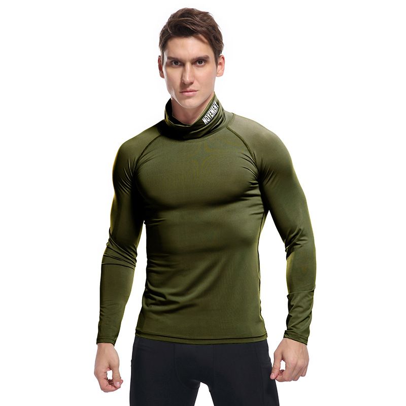 Custom design high neck t shirt polyester breathable workout shirts men long sleeve compression shirts T-Shirts