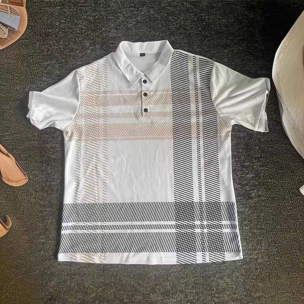 New European And American Men's Summer Daily Leisure Sports Checkered Print Flip Collar Short Sleeve Polo Shirt  T-Shirts