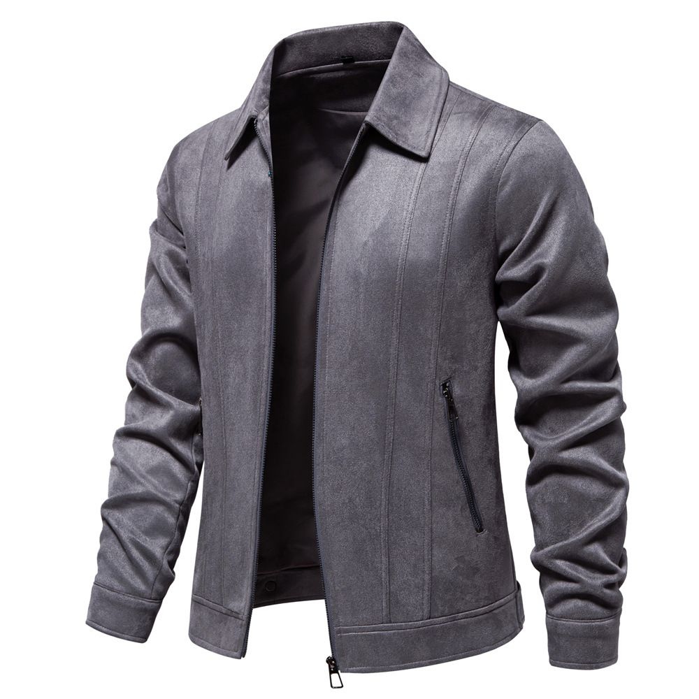 Wholesale new autumn and winter solid color lapel casual outdoor suede men's jacket Coats