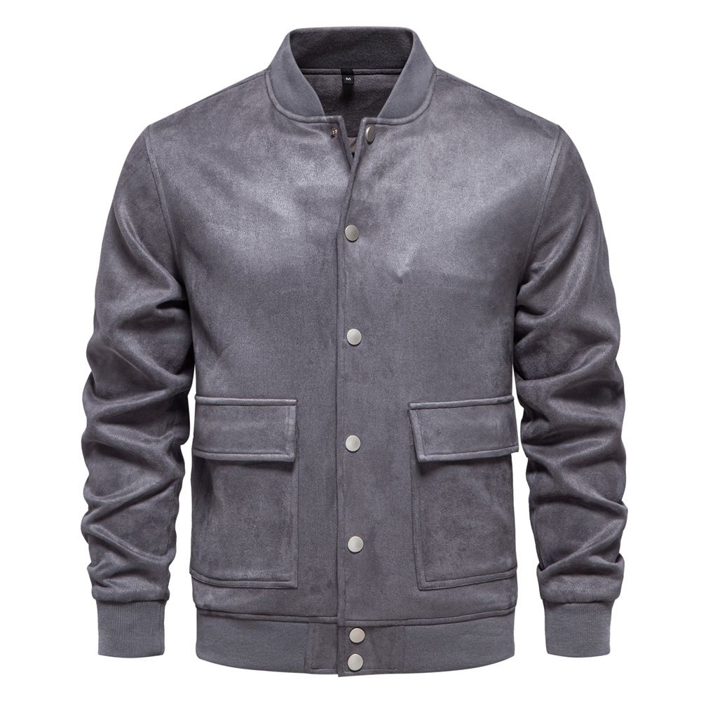 Men's New Fashion Stand Collar Varsity Jacket Suede Coat Button Casual Autumn Winter Factory Price Baseball Formal Fleece Dyed  Coats